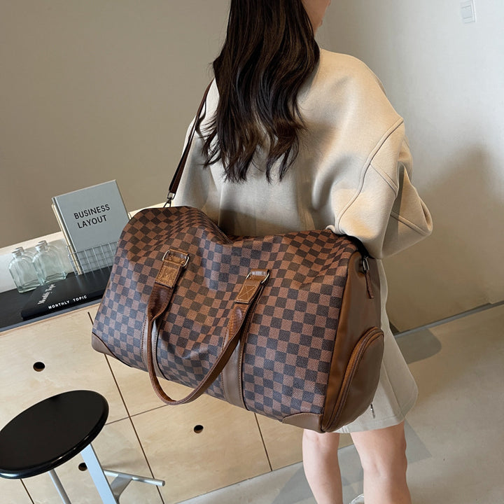 Stylish Checkered Travel Duffel Bag Bowlift