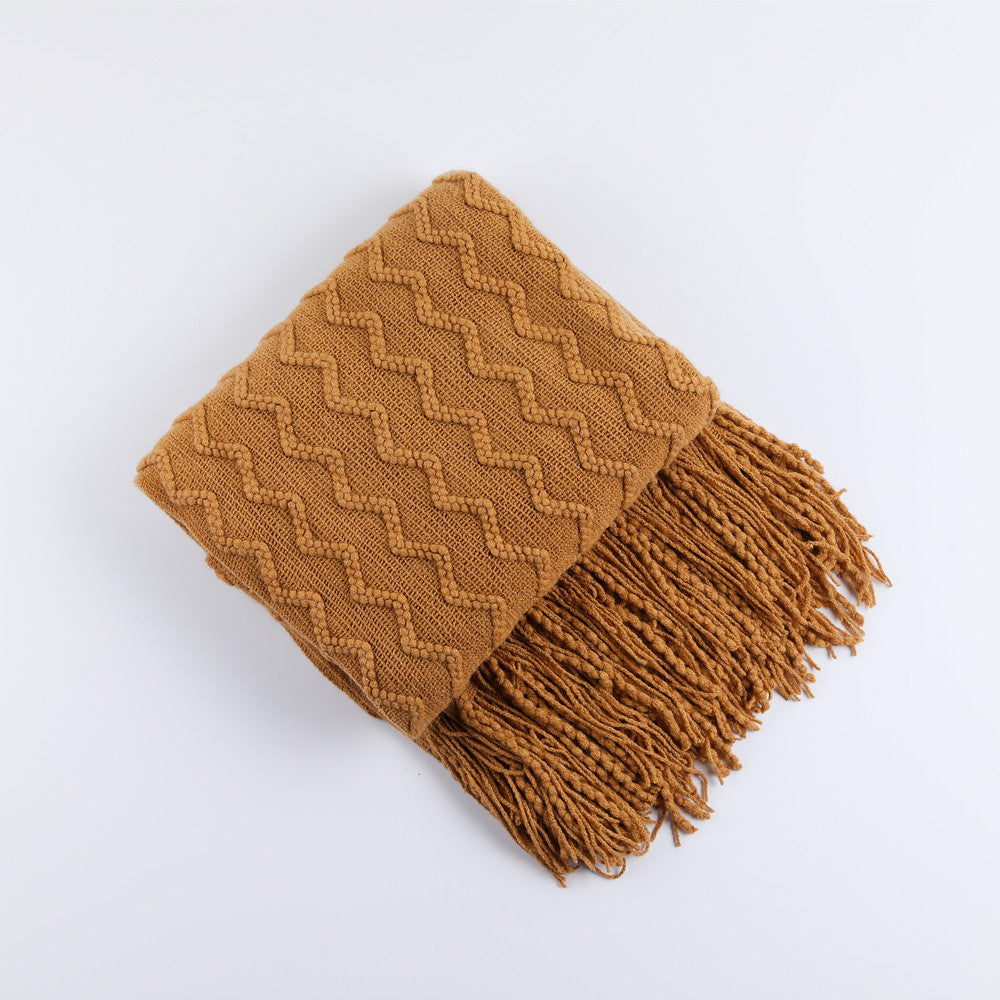 Women’s knitted blanket with textured wave pattern Bowlift