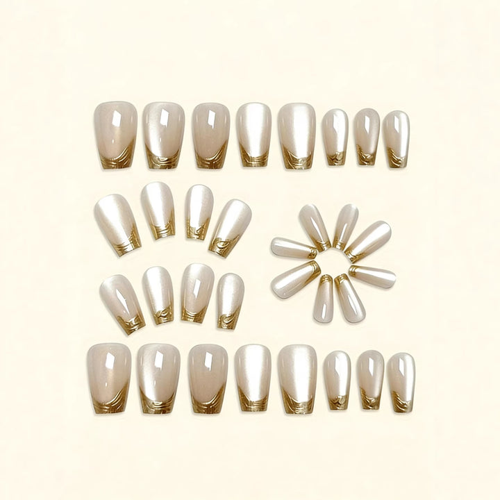 Premium Glossy French Tip Nail Extensions Bowlift