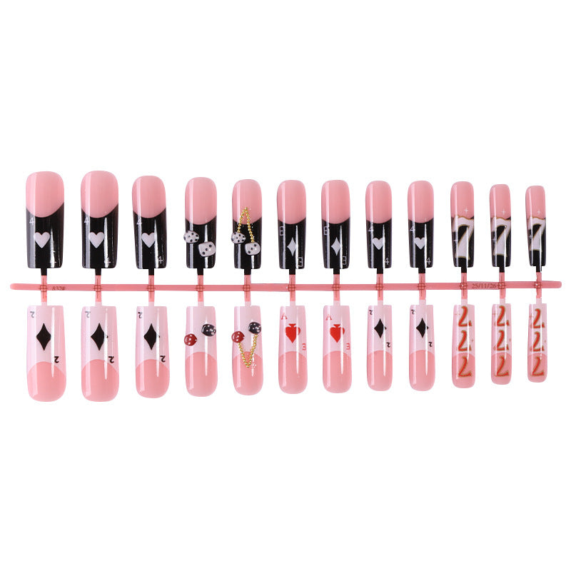 Stylish Playing Card Themed Press-On Nails Bowlift