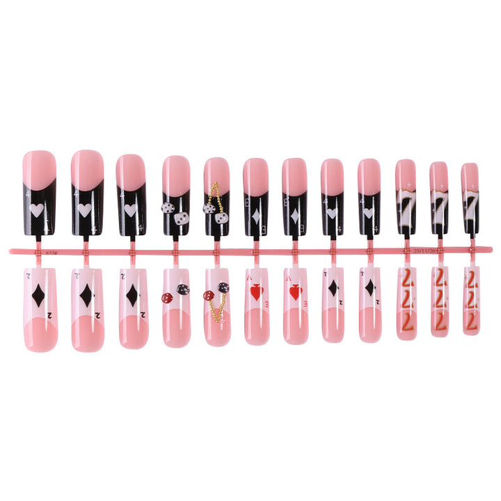 Stylish Playing Card Themed Press-On Nails Bowlift