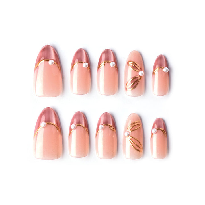 Glamorous Press-On Nail Set with Decorative Accents Bowlift