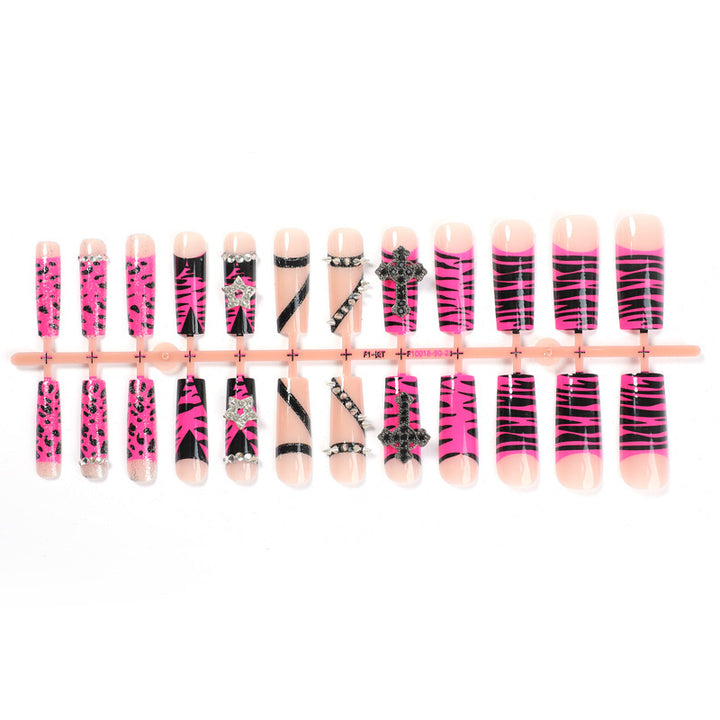 Creative nail art set with eye-catching zebra and glitter pattern Bowlift