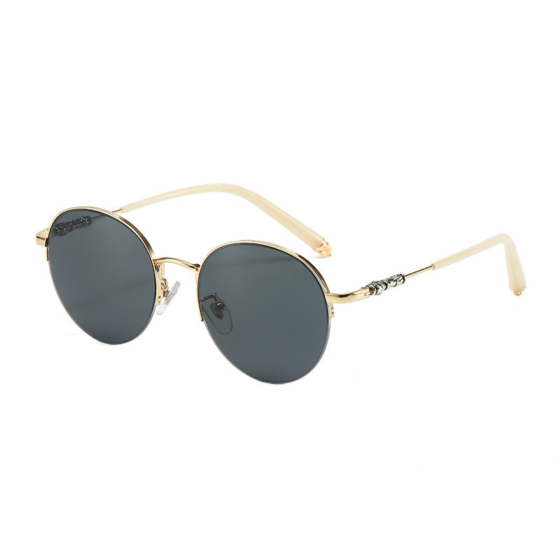 Women's round sunglasses with elegant metal frame and comfortable nose pads Bowlift