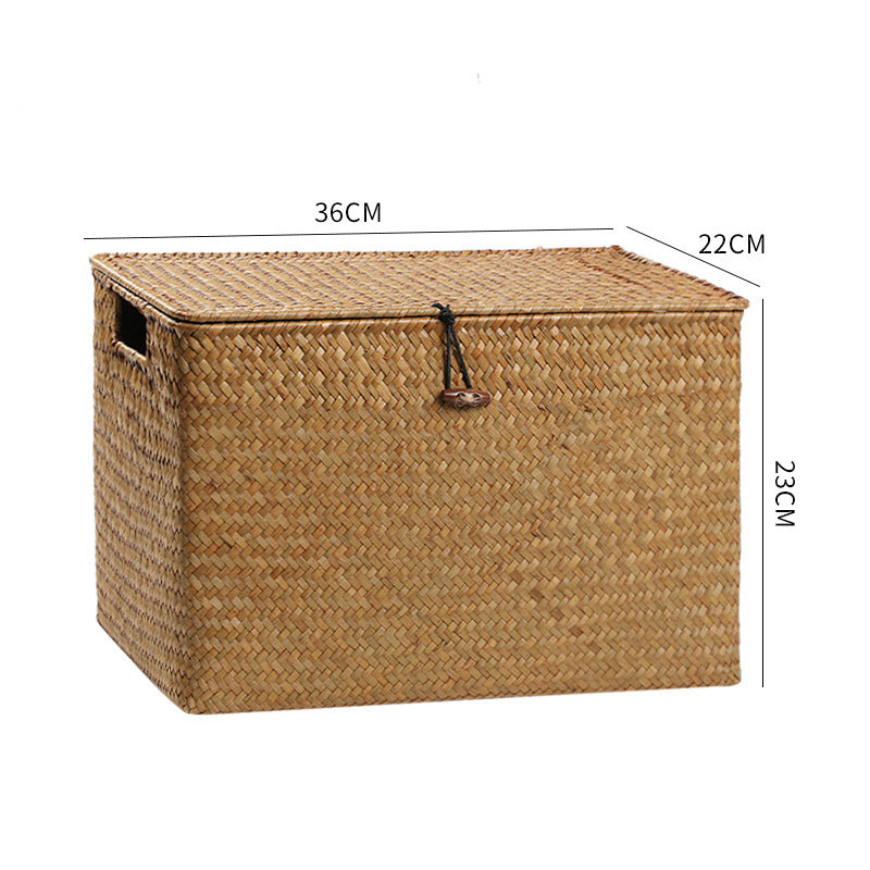 Rectangular Woven Storage Chest with Lid Bowlift