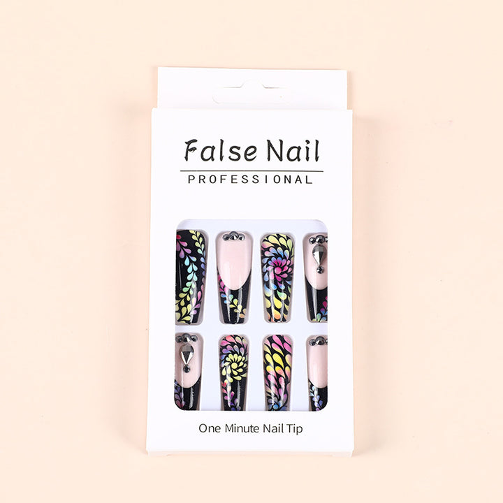 Art nails with colorful floral patterns Bowlift
