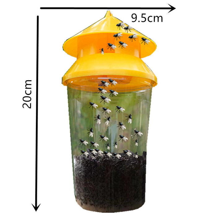 Reusable outdoor insect fly trap with non-toxic bait reservoir and Hanging canopy Bowlift