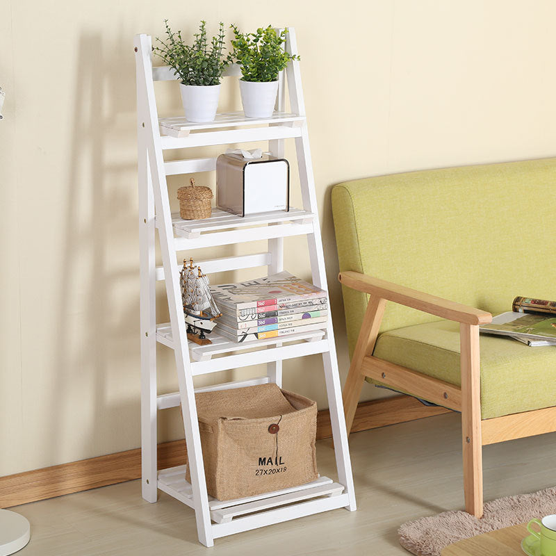 Multi-Tiered Wooden Ladder Shelf Bowlift