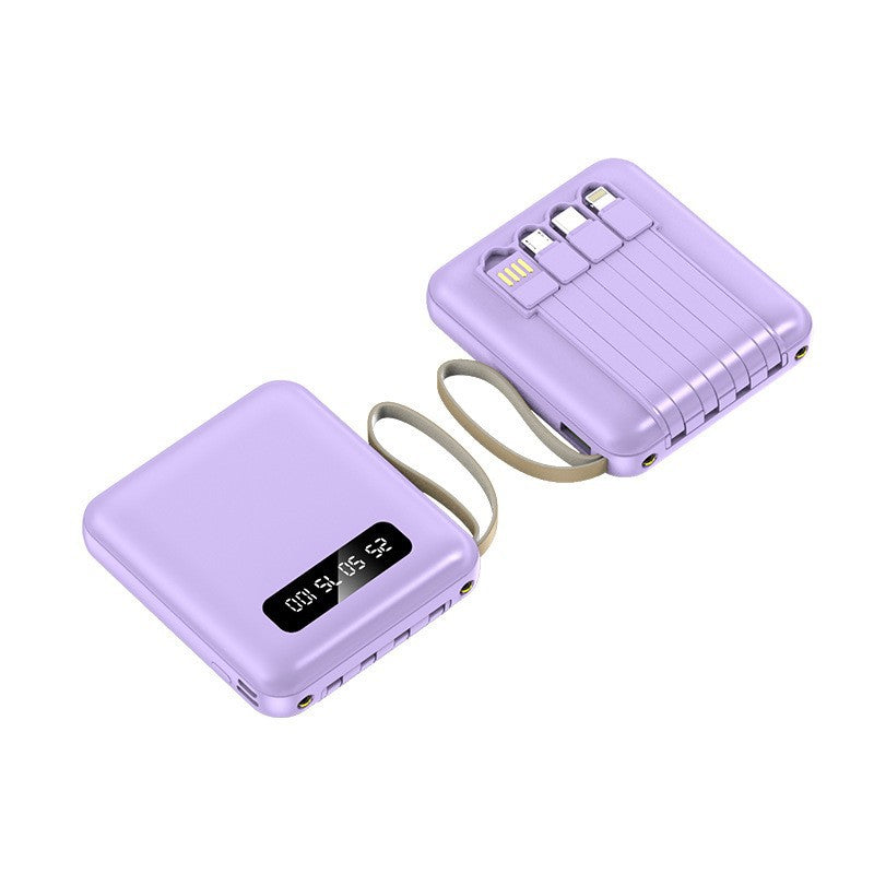 Compact power bank with integrated charging cables Bowlift