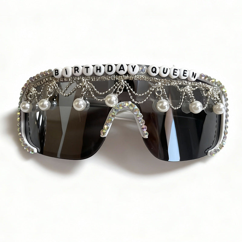 Decorative Pearl and Rhinestone Sunglasses Bowlift