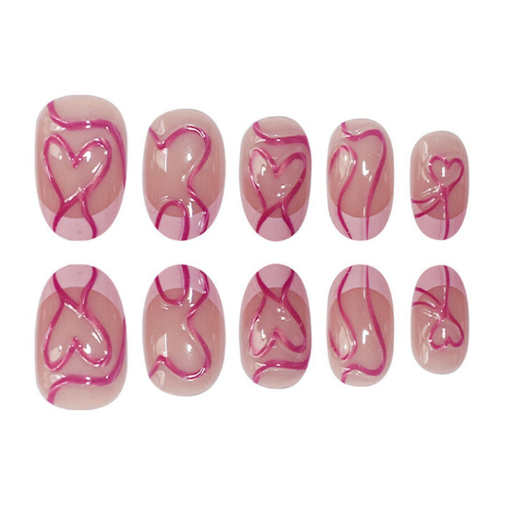 Artistic Heart Design Press-On Nails Bowlift