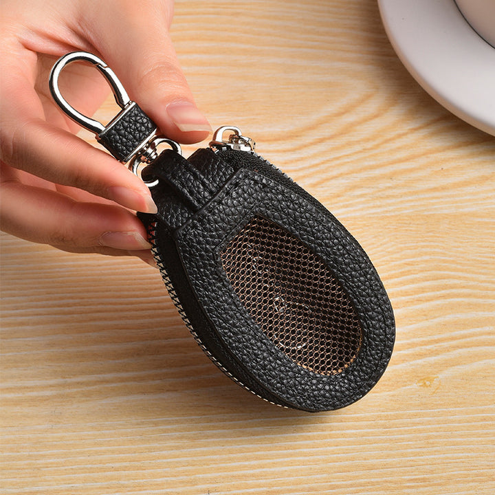Textured Leather Coin Pouch with Clip Bowlift