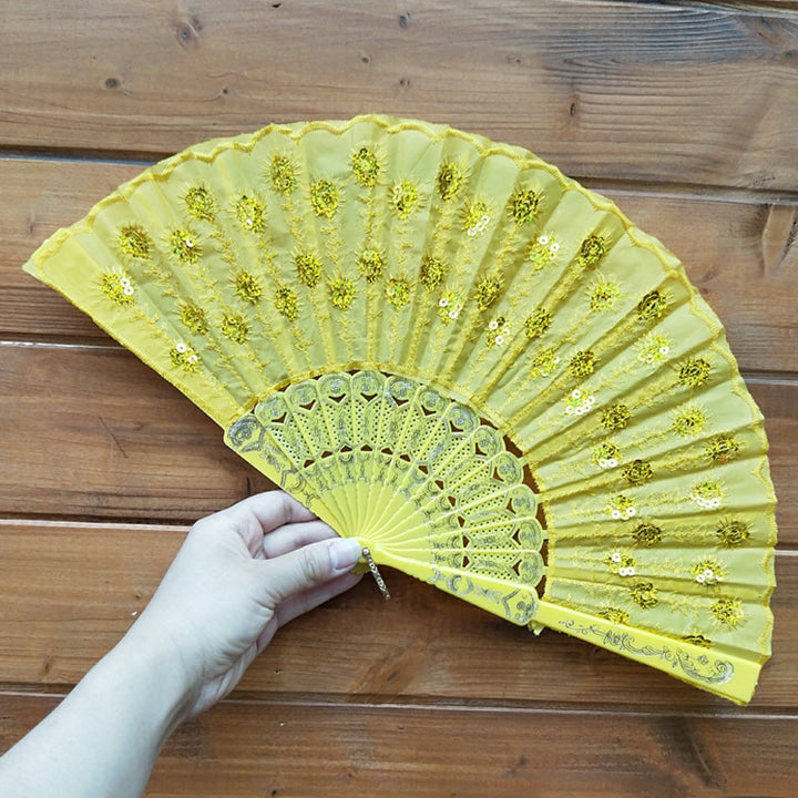 Women's high-quality lace fan with artistic floral motifs Bowlift