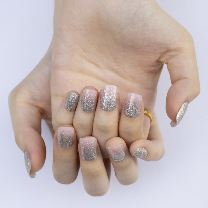 Glittering artificial nails in elegant ombre style Bowlift