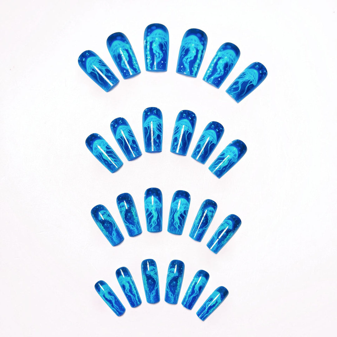 Glow-in-the-Dark Jellyfish Nail Art Bowlift