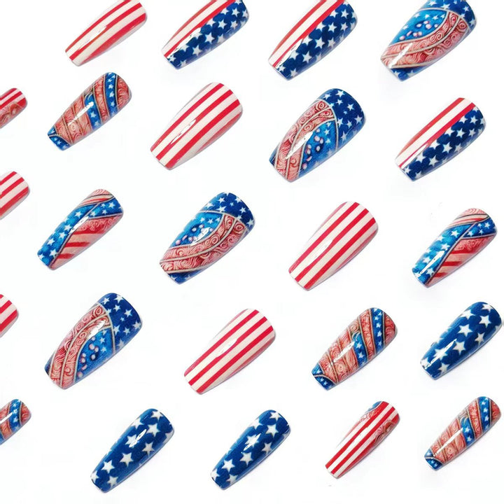 Patriotic Star and Stripes Nail Art Bowlift