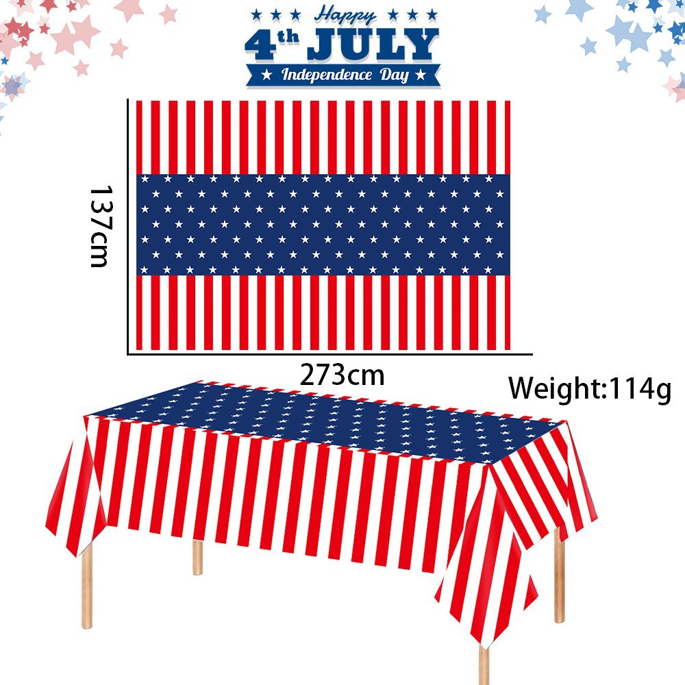 Unisex non-large waterproof party tablecloth with star stripe motif Bowlift
