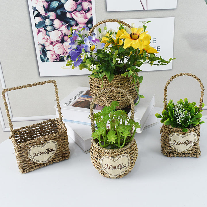Handwoven Decorative Flower Basket Bowlift