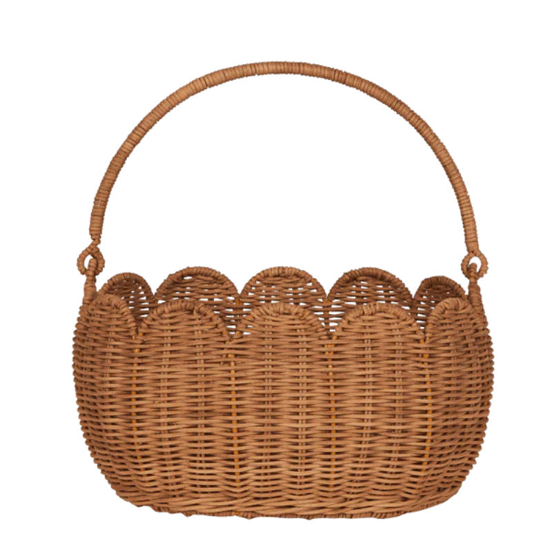 Scalloped Edge Woven Storage Basket Bowlift
