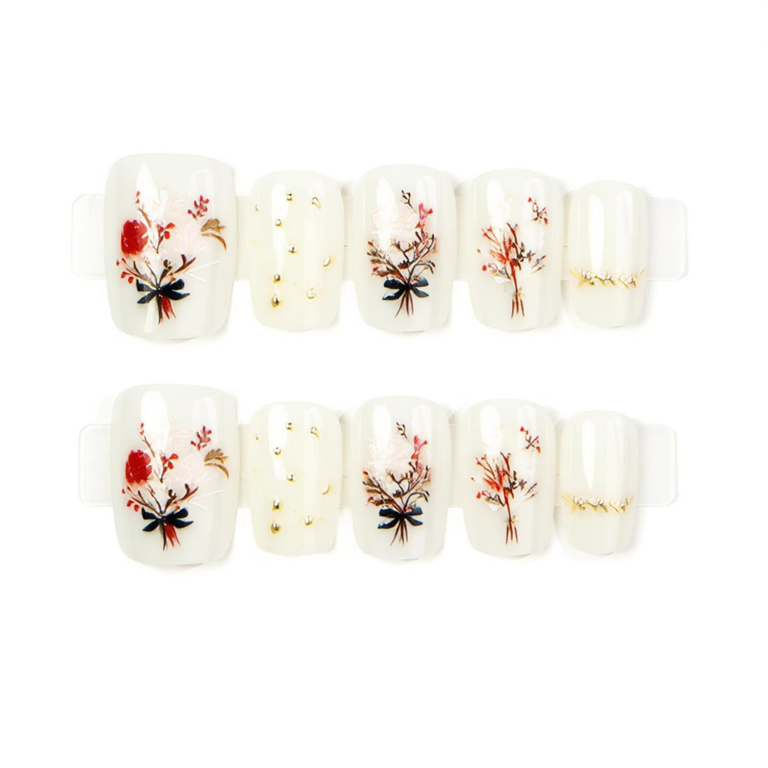 Floral Decorative Press-On Nail Art Set Bowlift