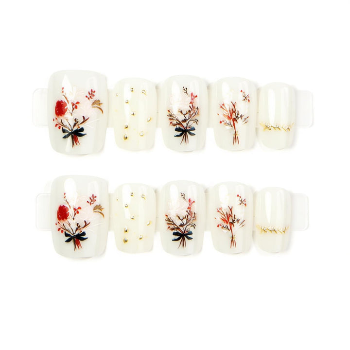 Floral Decorative Press-On Nail Art Set Bowlift