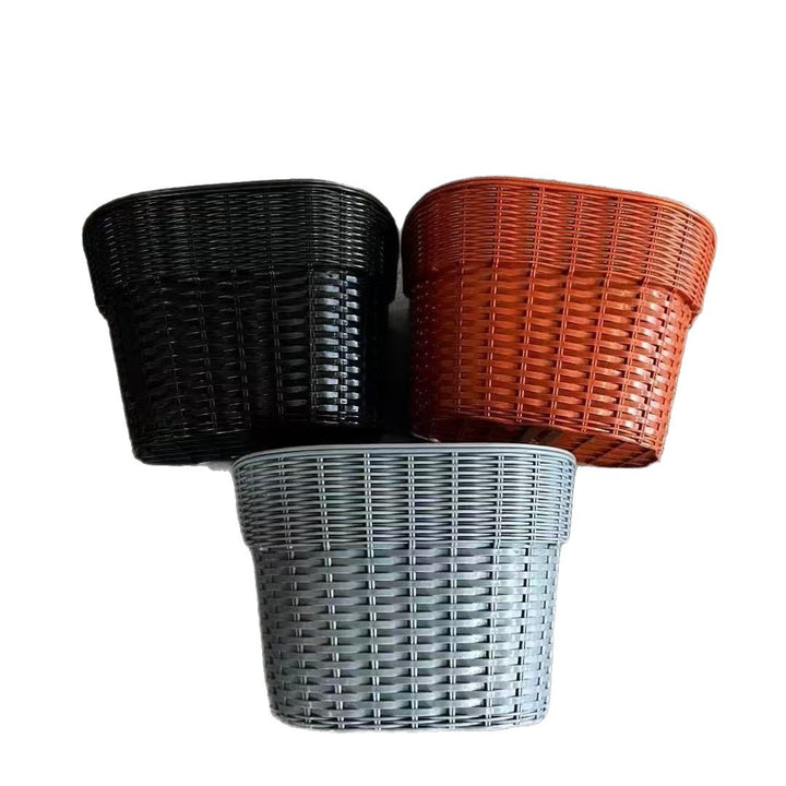woven rattan style PVC bicycle front basket with quick release mounting Bowlift