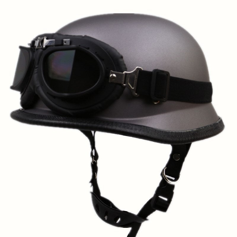Vintage Motorcycle Helmet with Protective Goggles Bowlift