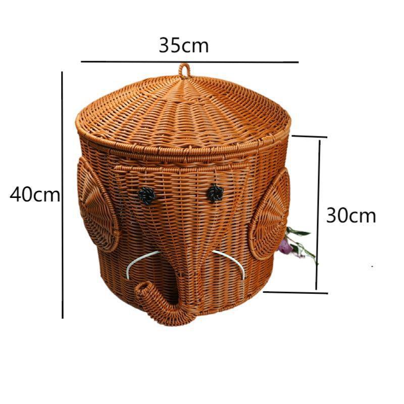 Elephant-Shaped Woven Storage Basket Bowlift