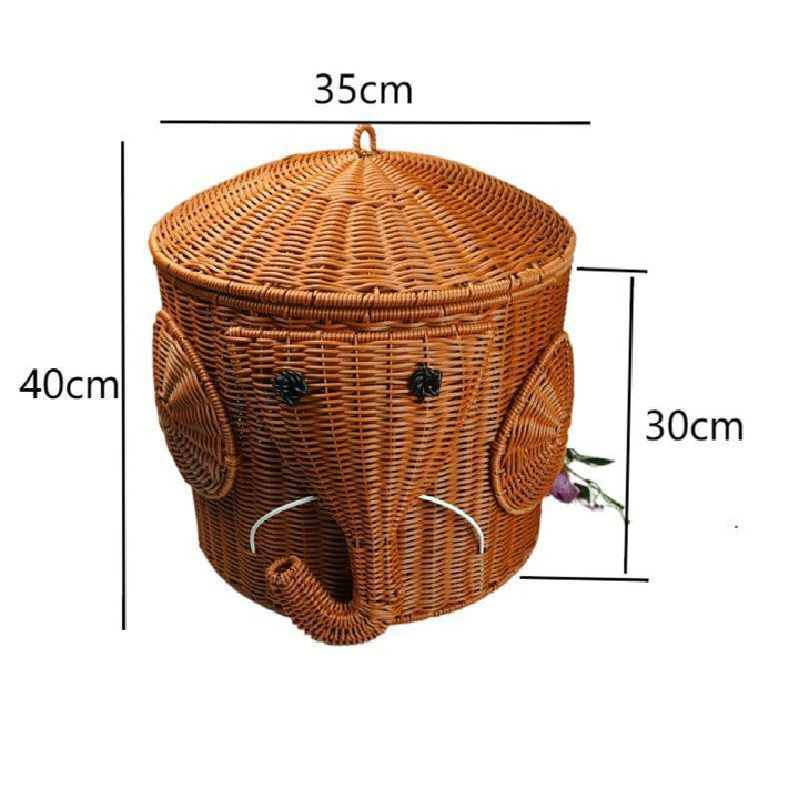 Elephant-Shaped Woven Storage Basket Bowlift