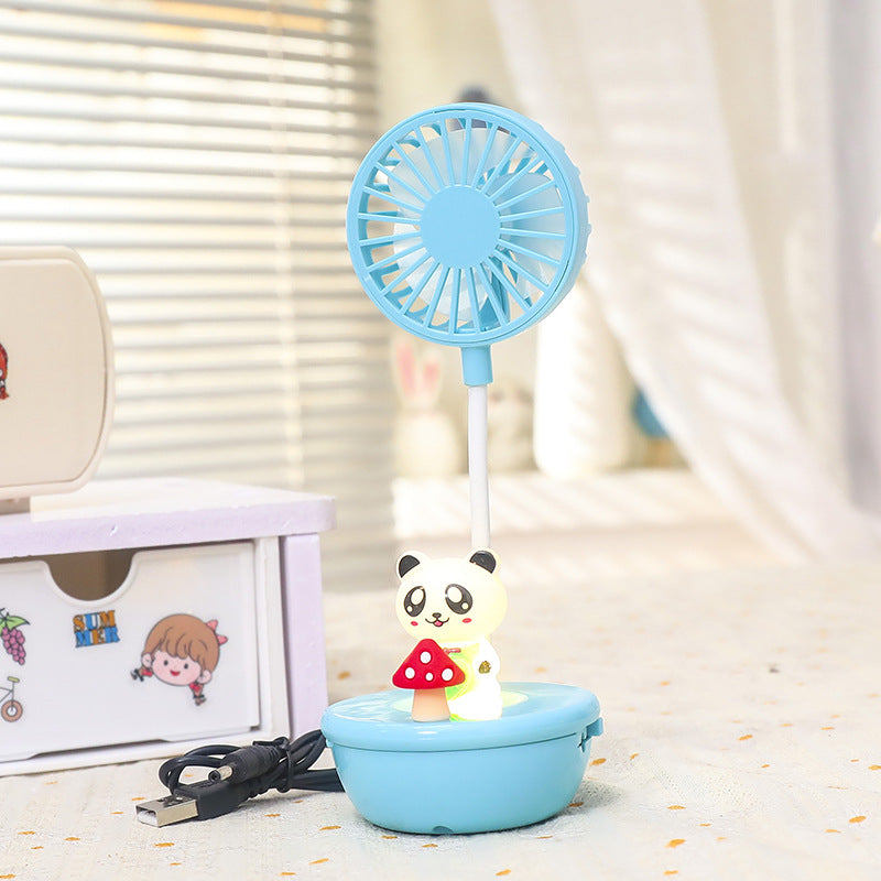 Women Portable Hand Fan with LED Panda Design Bowlift