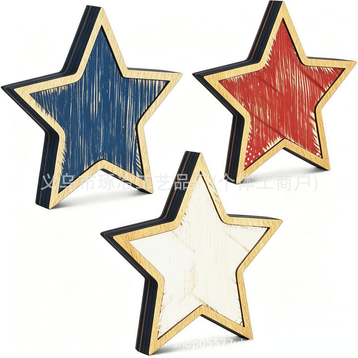 Unisex nan distressed layered farmhouse star wall sculpture with carved dimensional panels Bowlift