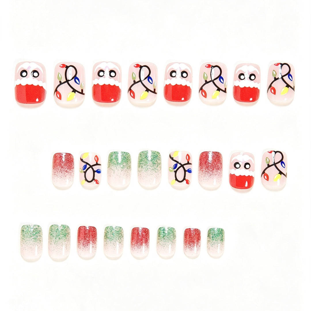 Festive Holiday-Themed Press-On Nail Art Set Bowlift