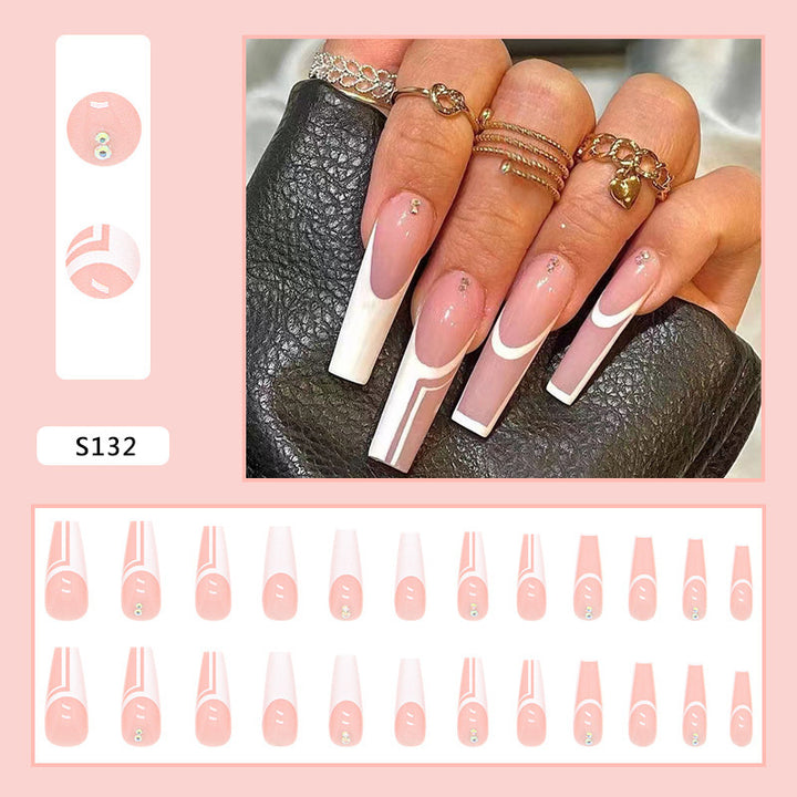 Artificial nails with elegant geometric designs and glossy finish Bowlift