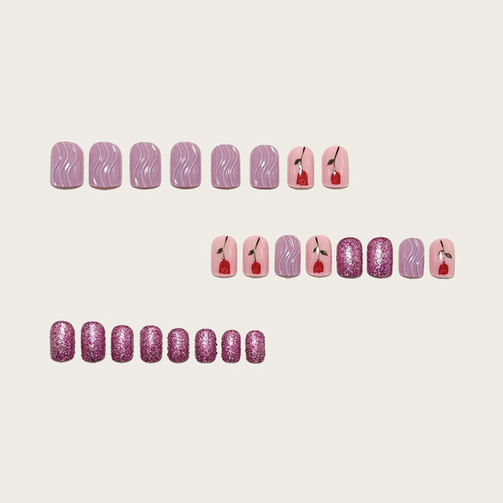 Elegant Artificial Nails with Floral Rose Design Bowlift