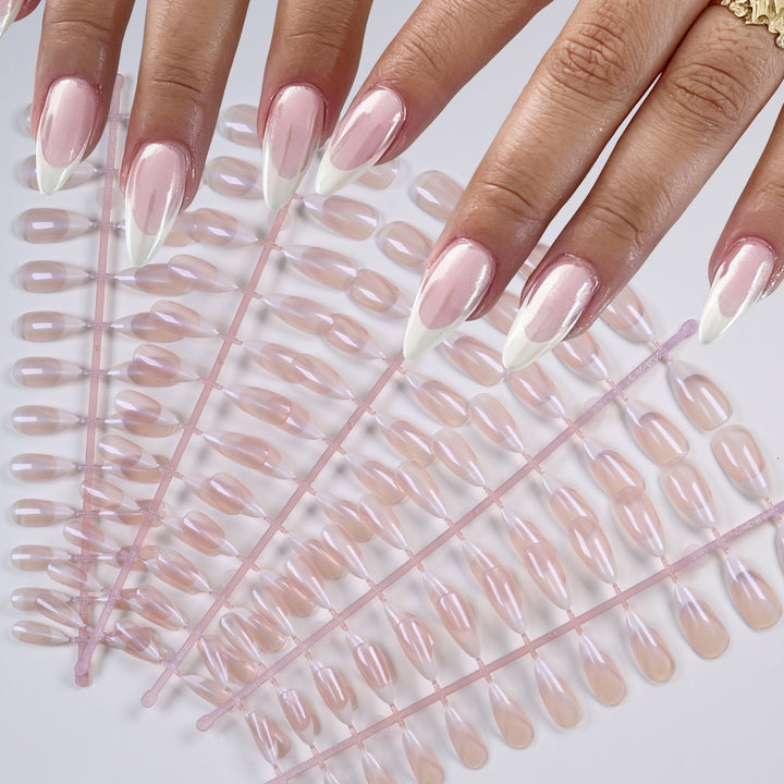 Elegant French Tip False Nails Bowlift