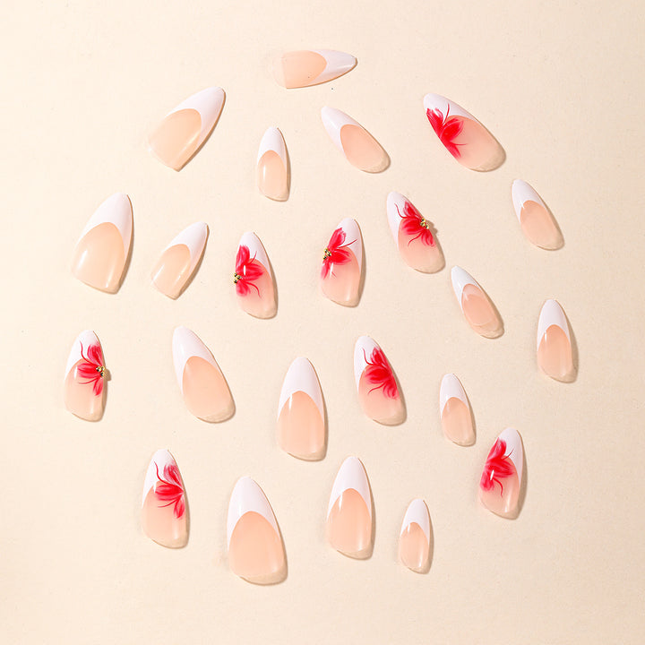 Elegant Floral Stiletto Nail Extensions Bowlift