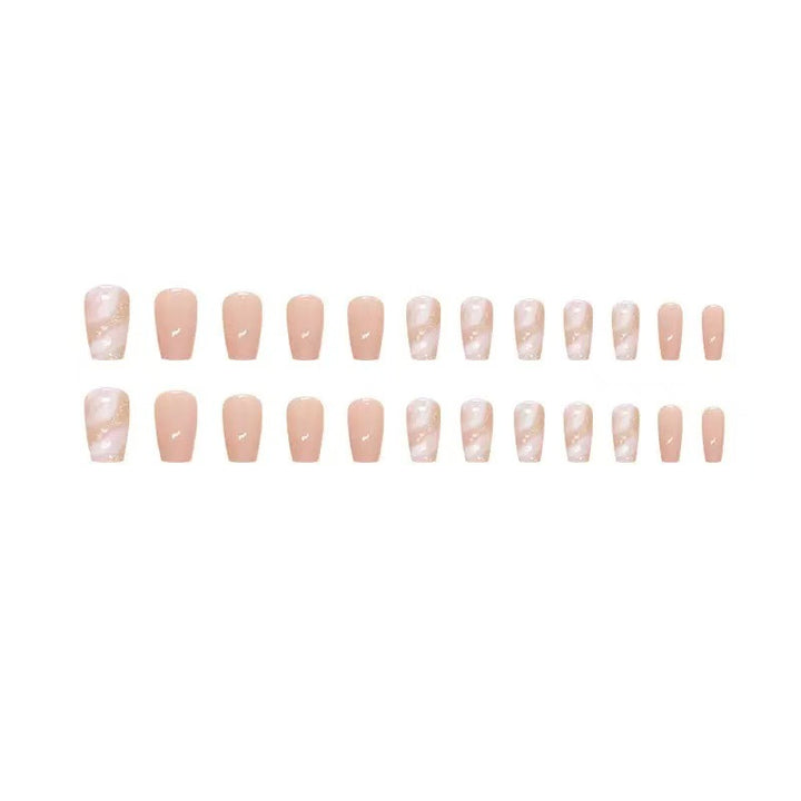 Elegant Artificial Nail Tips with Shiny Gold Accents Bowlift
