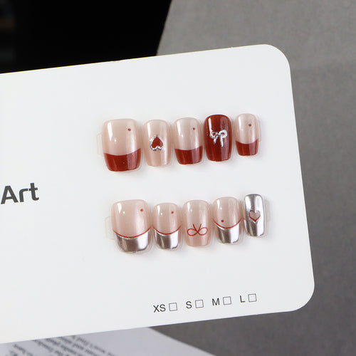 Artistic Press-On Nail Art Set with Decorative Accents Bowlift