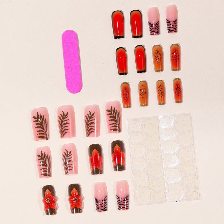 3D Floral and Patterned Acrylic Nail Art Extensions Bowlift