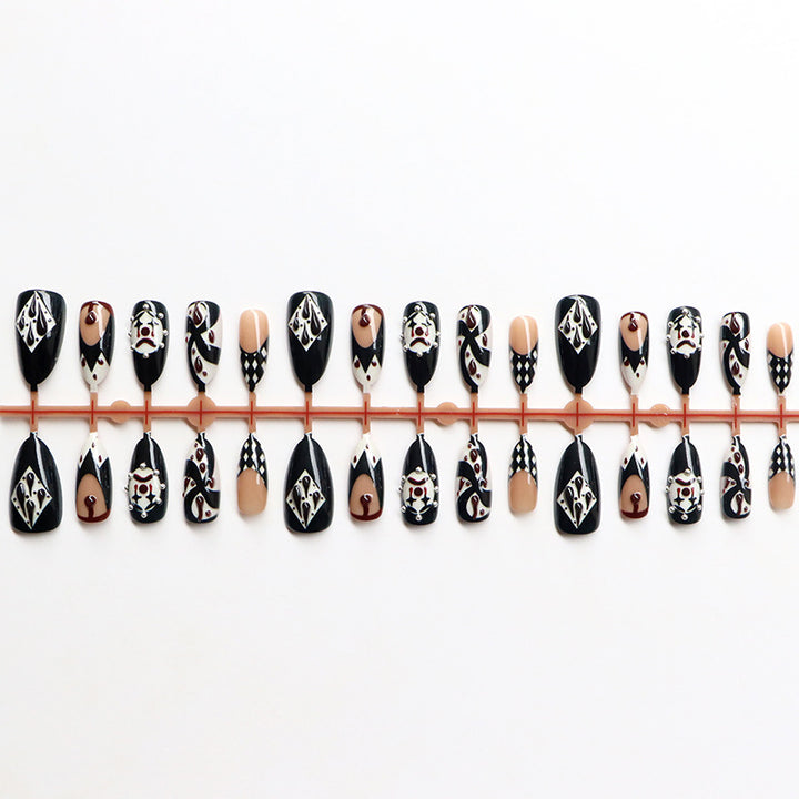 Artistic Press-On Nail Art Set with Intricate Patterns Bowlift