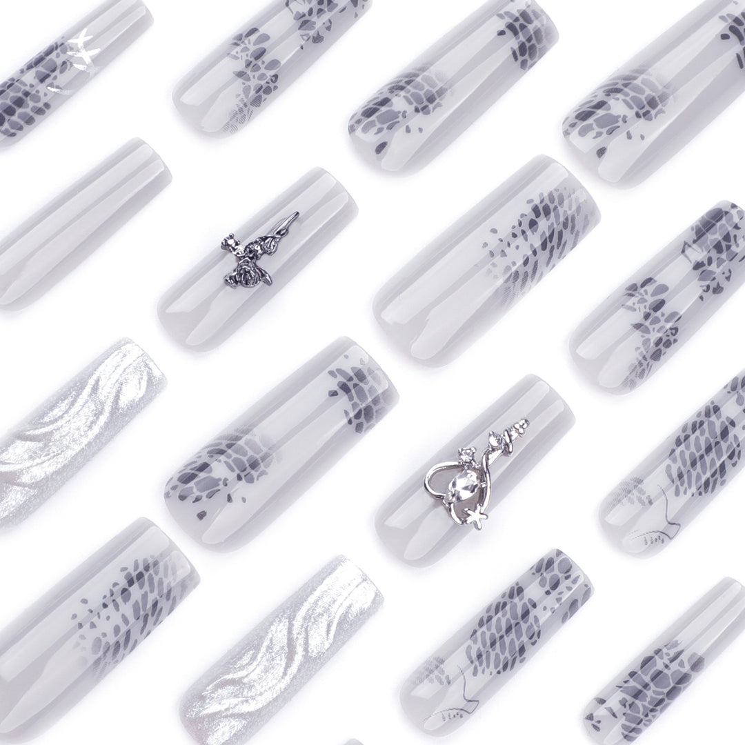 Artful Nail Extensions with Noble Accents Bowlift