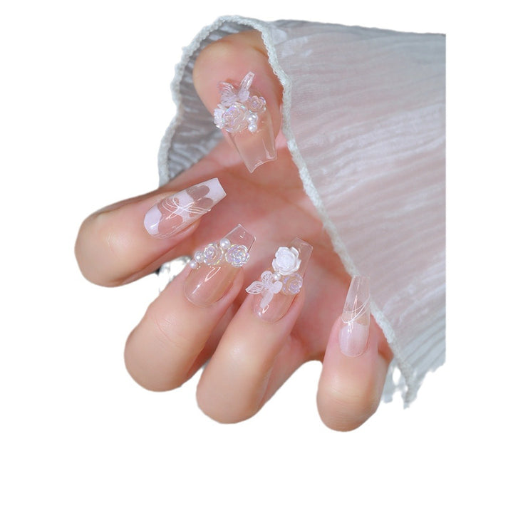 Elegant Floral Press-On Nail Set Bowlift
