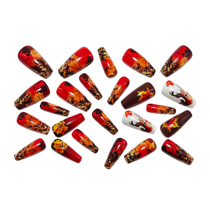 Artificial nail art with autumn leaf design Bowlift