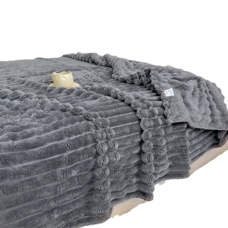 Women High-pile Cozy Blanket with Wave Pattern Bowlift