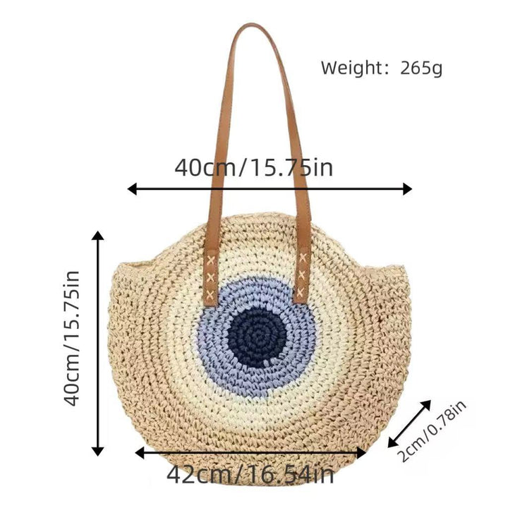 Braided basket bag with unique round design and elegant shoulder straps Bowlift