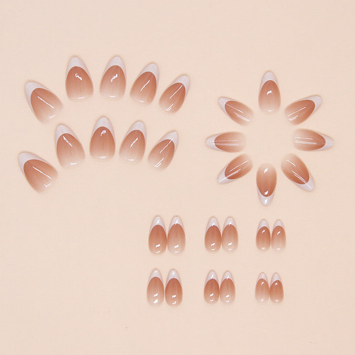 Elegant French Tip Press-On Nails Bowlift