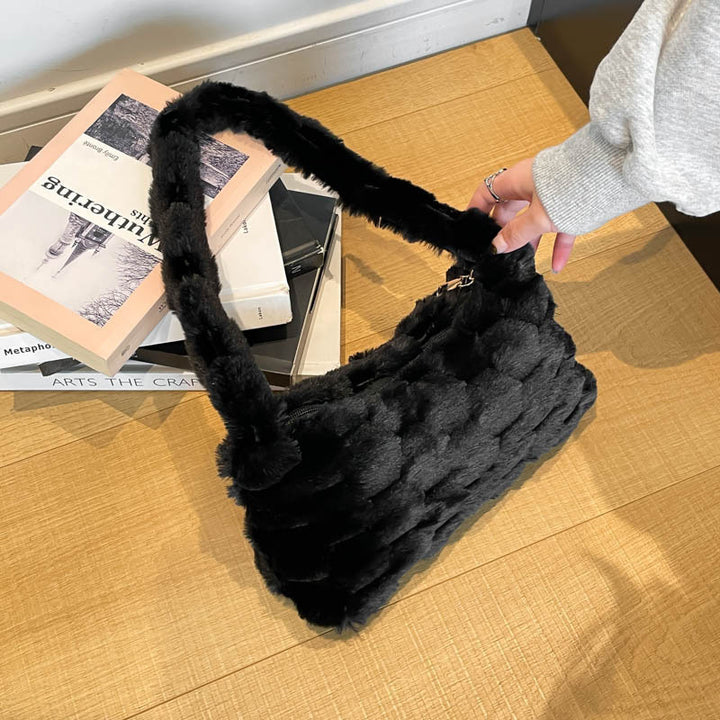 Cozy Textured Plush Handbag Bowlift