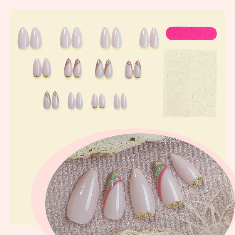 Elegant Press-On Nail Set with Floral Design Bowlift
