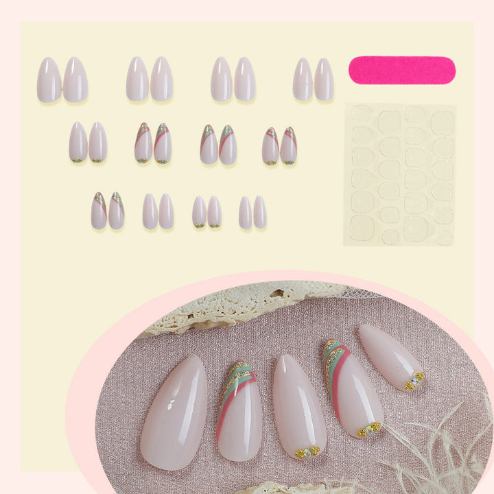 Elegant Press-On Nail Set with Floral Design Bowlift