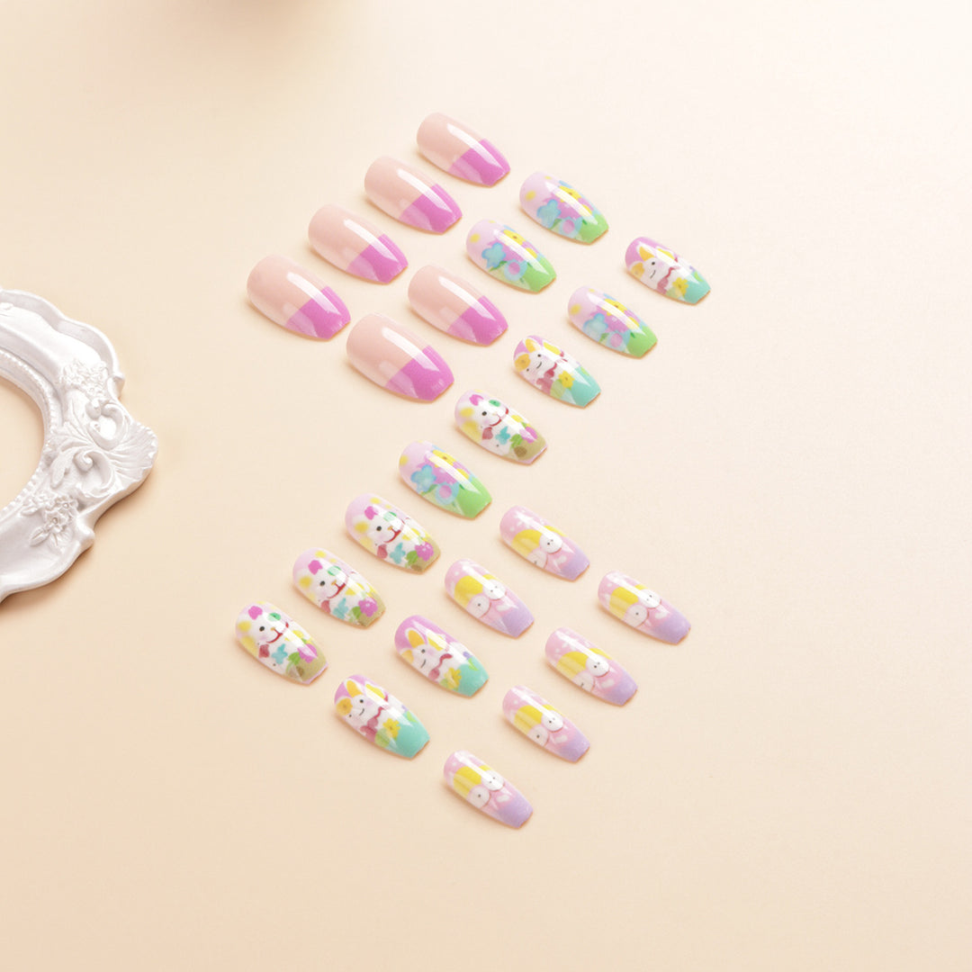 Artistic Spring-Themed Press-On Nail Art Bowlift